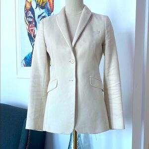 Massimo Dutti Cotton Slim Cream Blazer